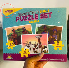 Load image into Gallery viewer, Sheni and Teni&#39;s  3-in-1 Puzzle Set - Nigeria (Damaged)
