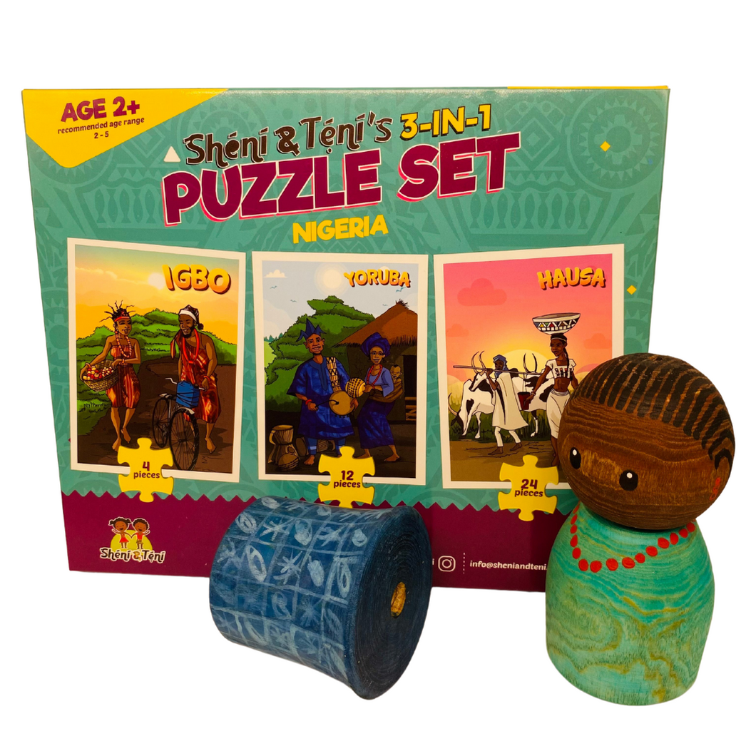 Sheni and Teni's Tact-Isle Toys Puzzle and Peg Doll Bundle